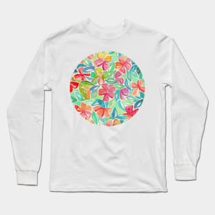 Tropical Floral Watercolor Painting Long Sleeve T-Shirt